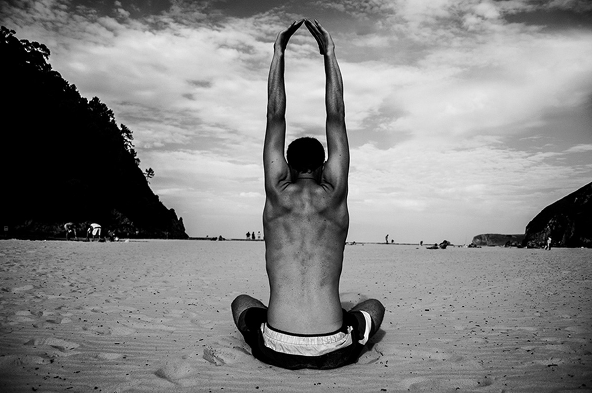 peace tranquility Artistic Photography skin muscles body art beach Yoga sand north of spain