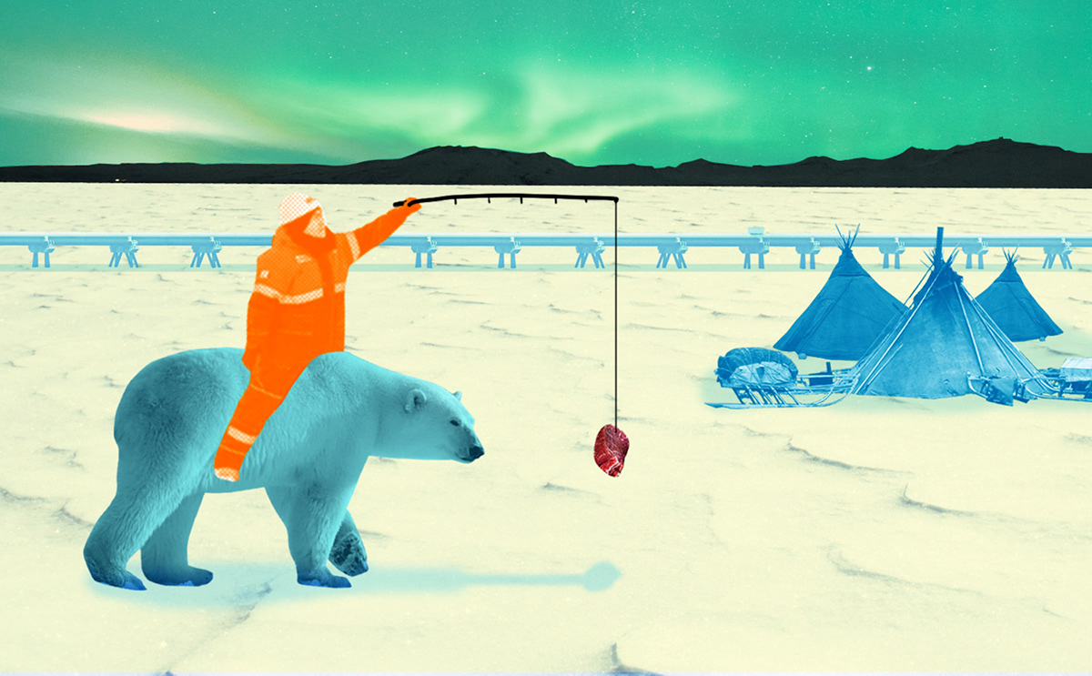 collage art digitalart Polarbear Arctic depression surrealism digitalcollage editorial ILLUSTRATION 