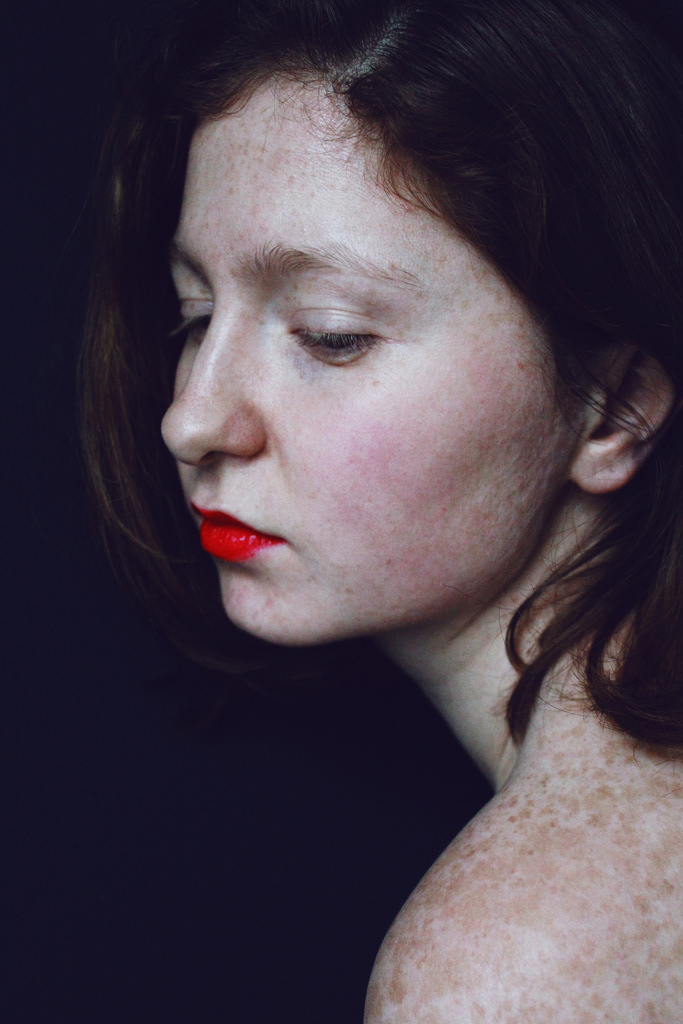 lips red blue deep portrait skin