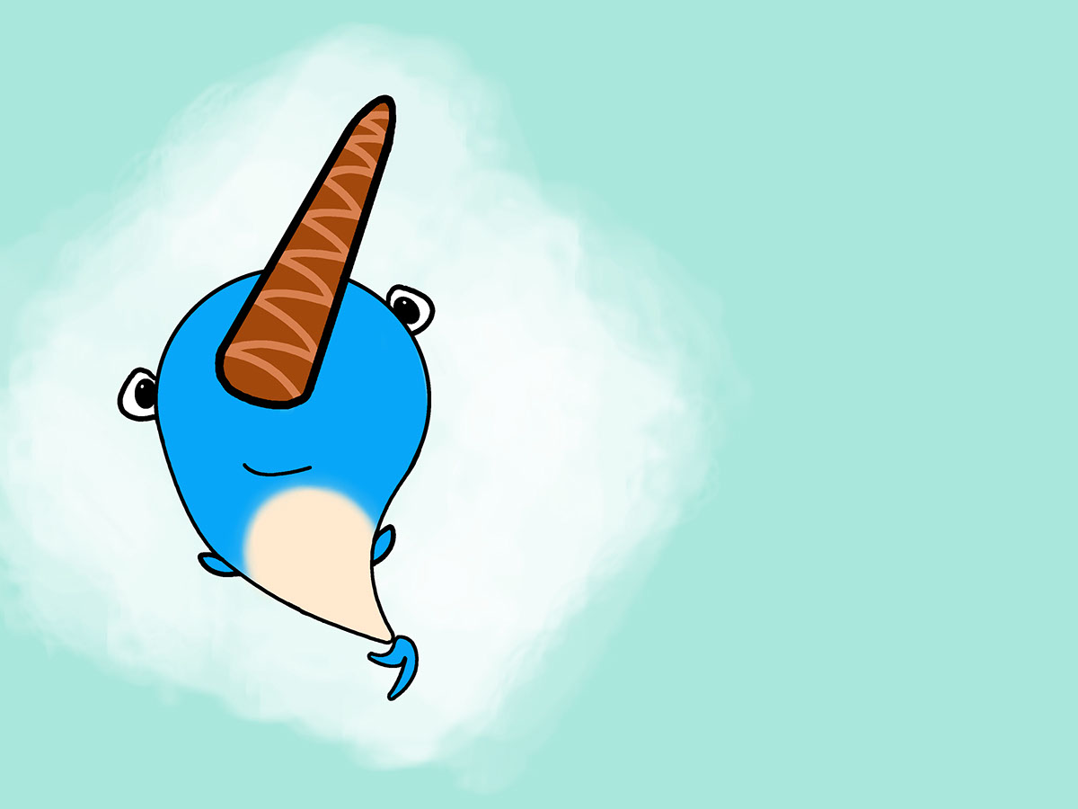 Character drawing and painting simple narwhals cute color Iconic Character Design