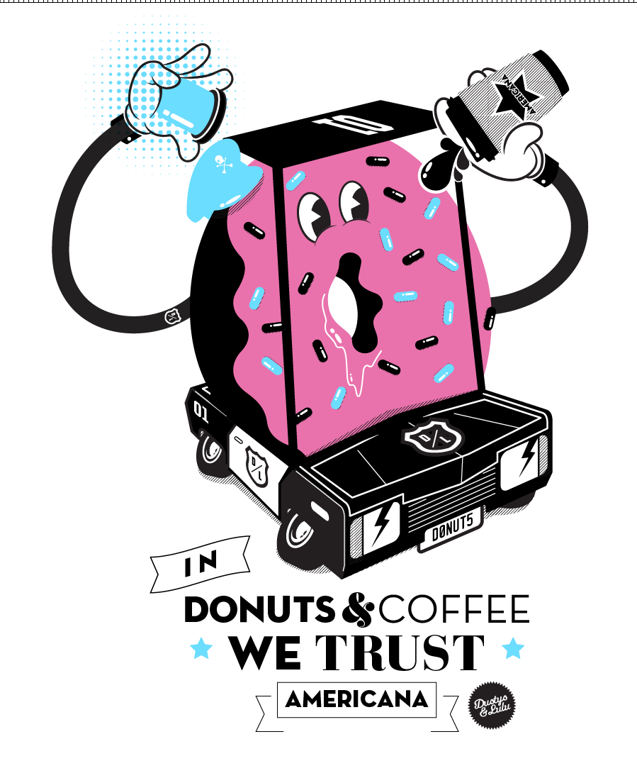 Donuts  donuts  dustys&lulu  dustys  lulu  3 colour  screen print  printing police cops  trust