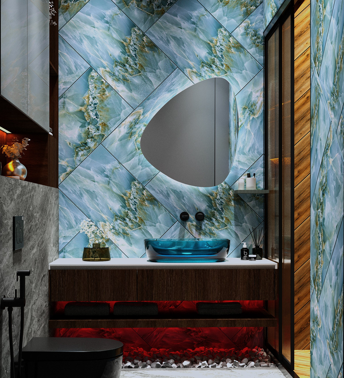 interior design  bathroom Blue Marble washroom visualization baku azerbaijan sanuzel
