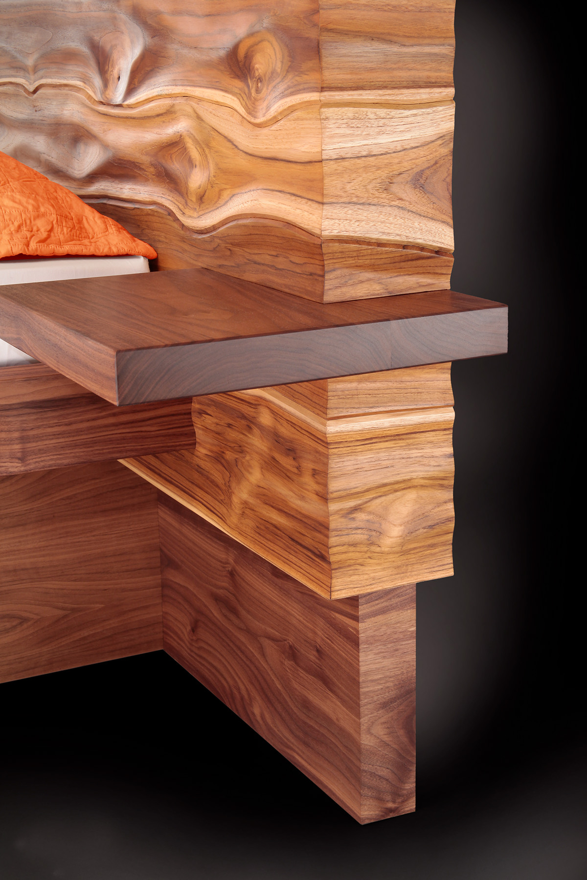 JORY BRIGHAM DESIGN carved  Hand Carved teak walnut bedroom bed organic Sustainable