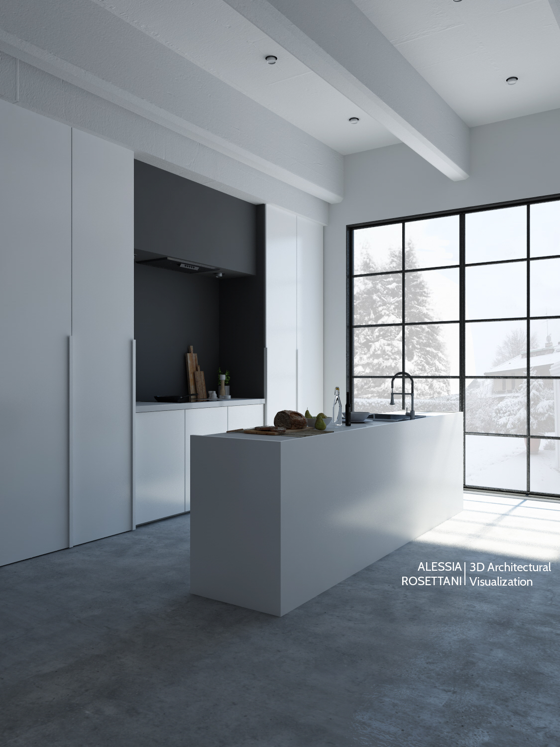 cinema4d vray kitchen interior design  Render rendering home house design concrete White decor home design home decor CGI