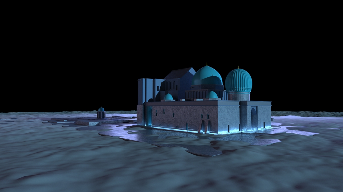 3D 3dsmax environmental design vray Scifi sci-fi sufi ahmed yesevi ahmad yasawi islam turkish architecture central asia kazakhstan