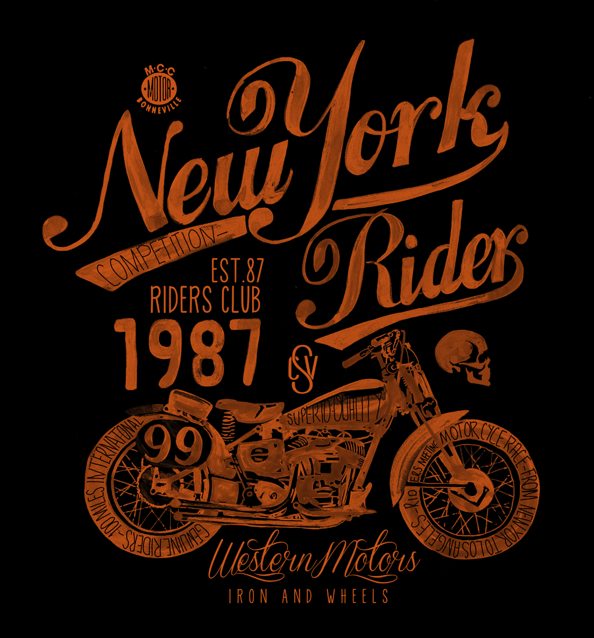 motorcycle newyork watercolor riders