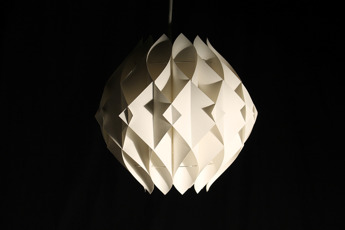 paper Lamp craft interlocking wire light fixture
