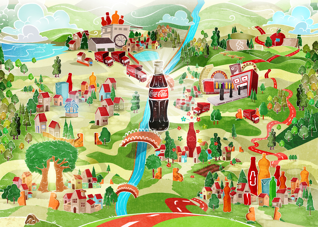 map coke Coca-Cola Sorocaba mapa sustentabilidade paint digital