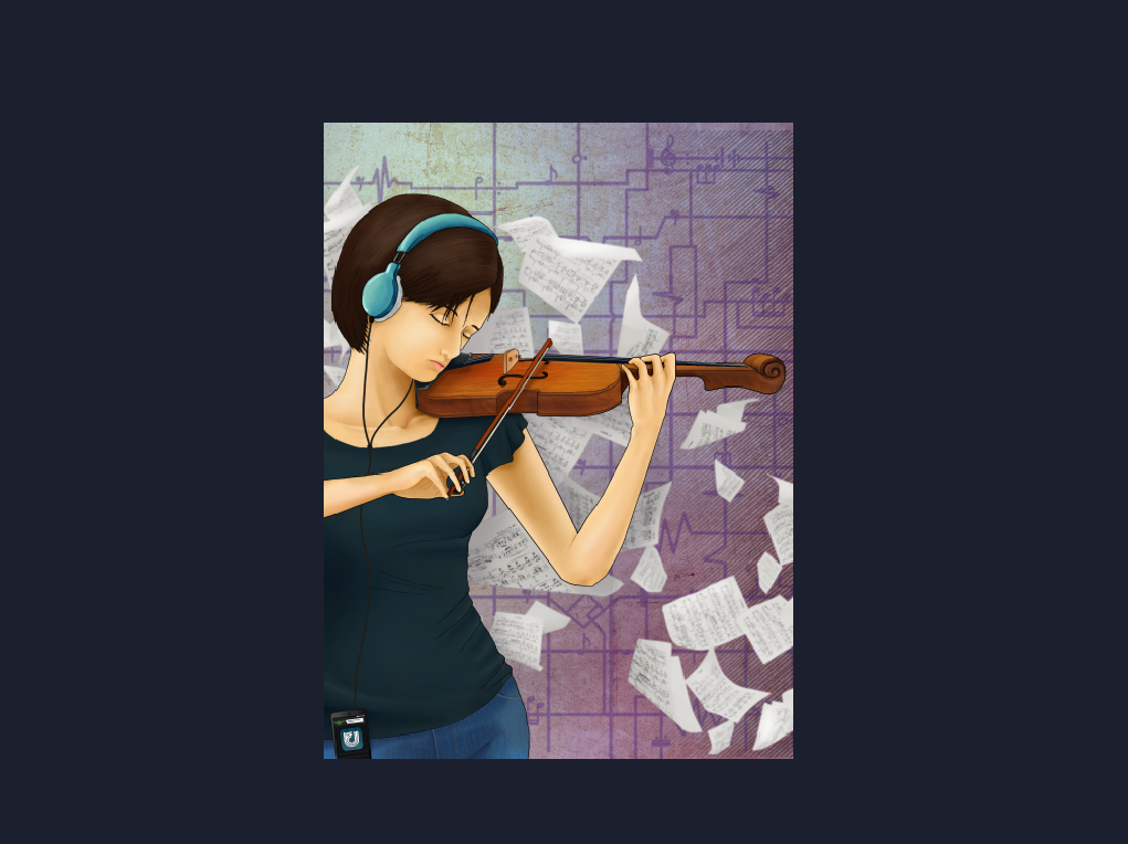 Violin girl Radio unam Hector valdez ilustration actual Clásicamente music