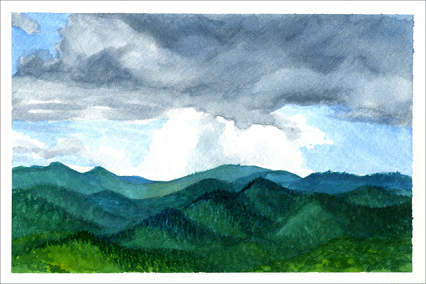 Landscape watercolor  mountains