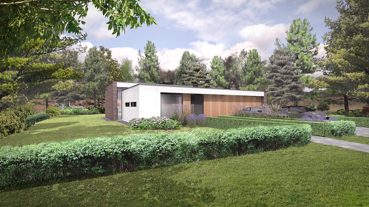 3D architect Render Villa woods Maarn architectuur forrest house green baarn BIM