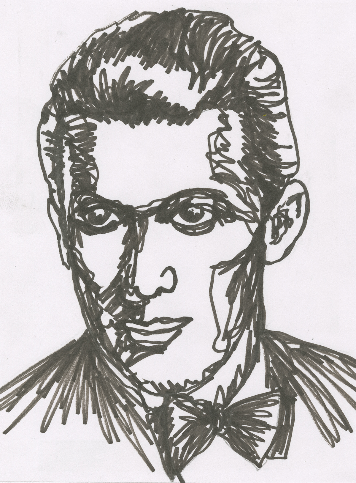 Jimmy Stewart conte posterize line drawing hatching