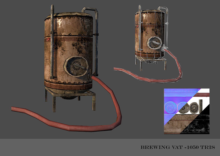 Maya 3d modeling environment modeling UDK Unreal brewery post-apocalyptic photoshop