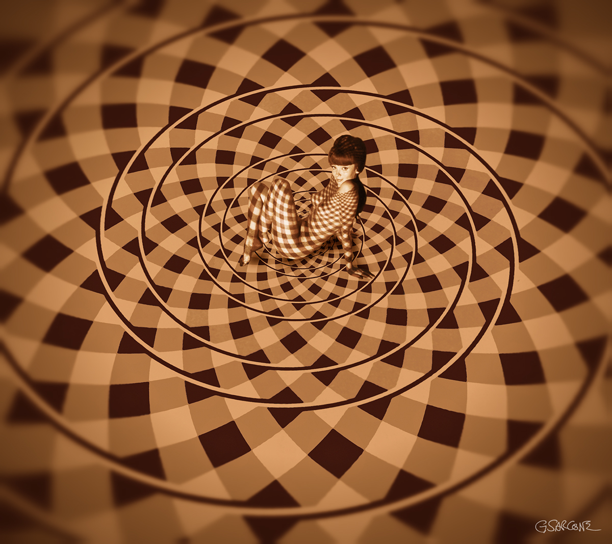 op art kinetic autokinetic gianni sarcone optical illusion visual effect collage psychedelic
