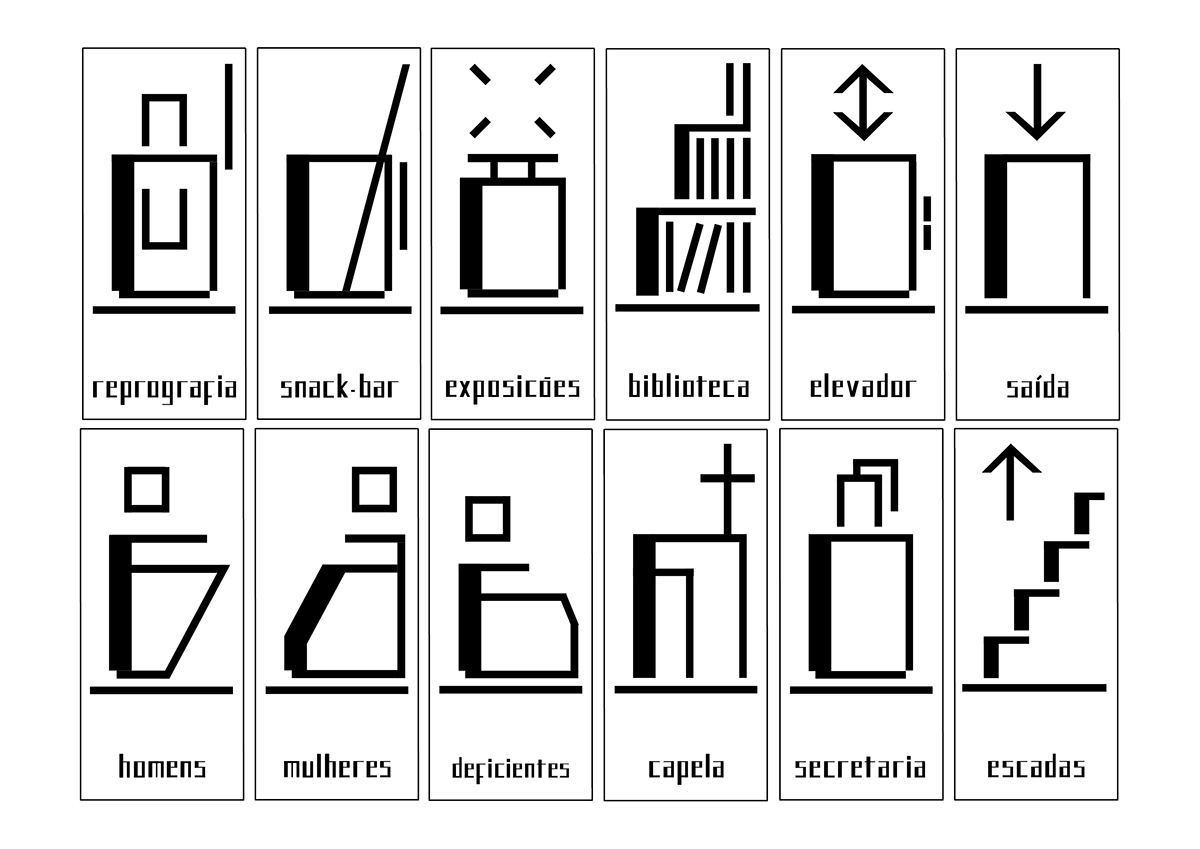 sinalética tipografia pictogramas Signaletic Design pictogram