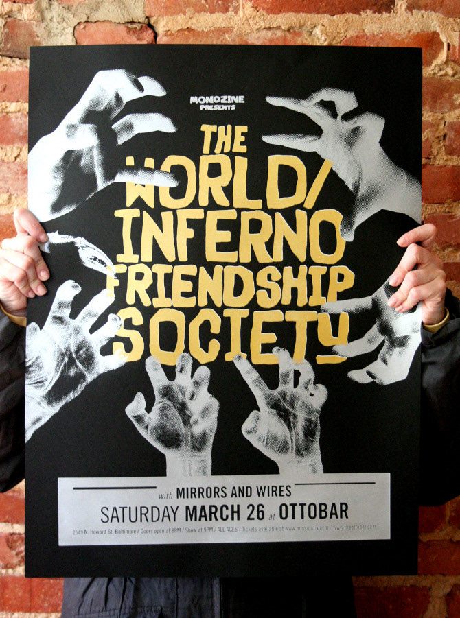 world inferno friendship poster lettering