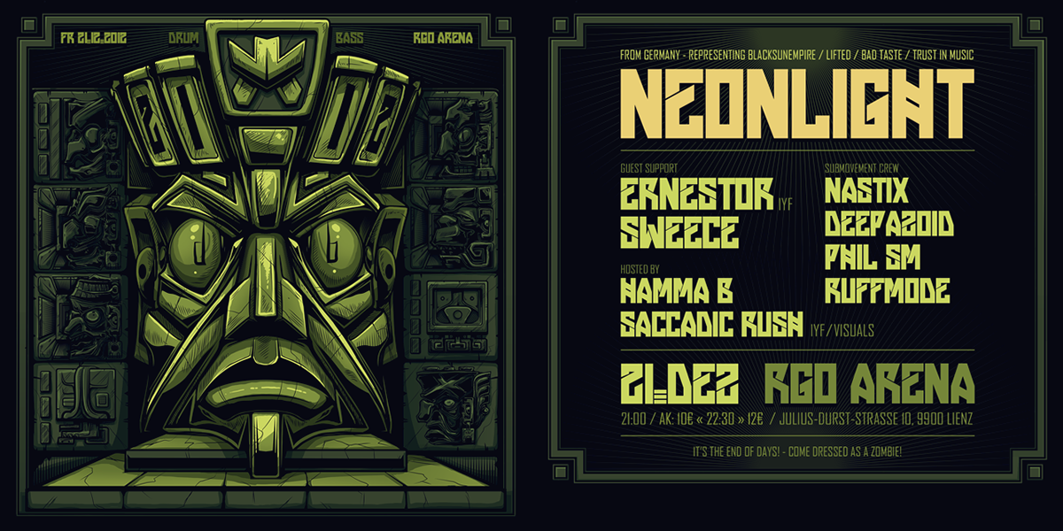 Maya Sub Movement drum&bass DnB Neonlight apocalypse statue Mesoamerican Calendar mayan calendar
