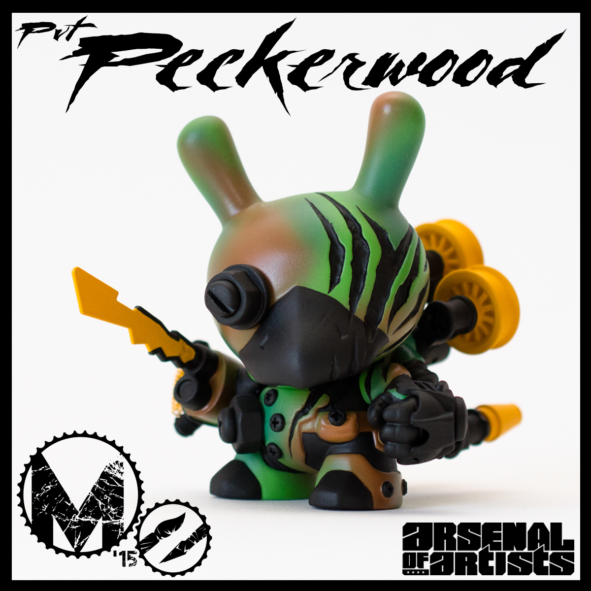 MindoftheMasons   MOTM Kidrobot Dunny designer toy Military camo robot bot Masonic Dunny Robot Masonic Robots toy Arsenal of Artists AoAtheRecruits