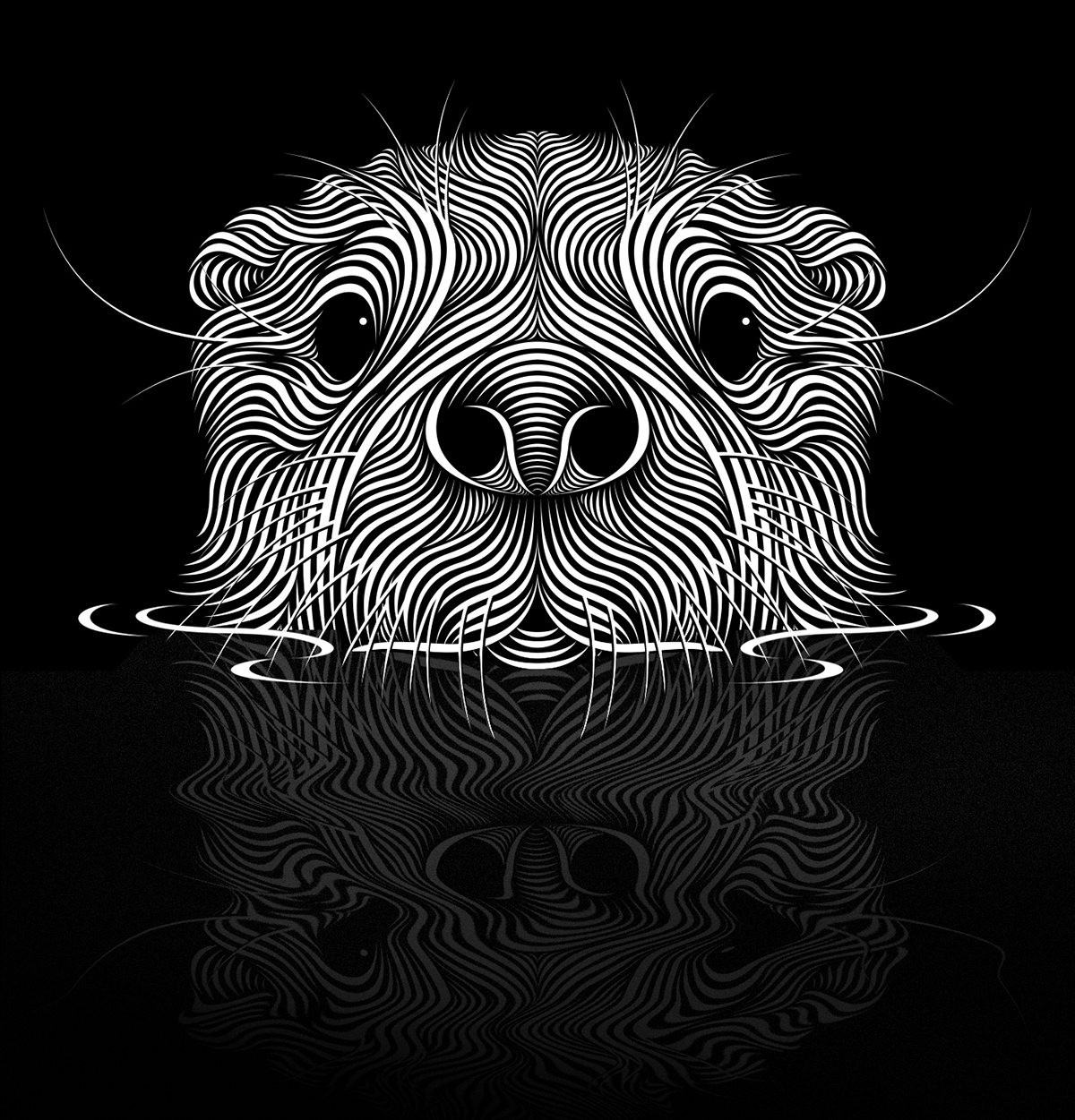otter animal lines stripes effect 3D cute