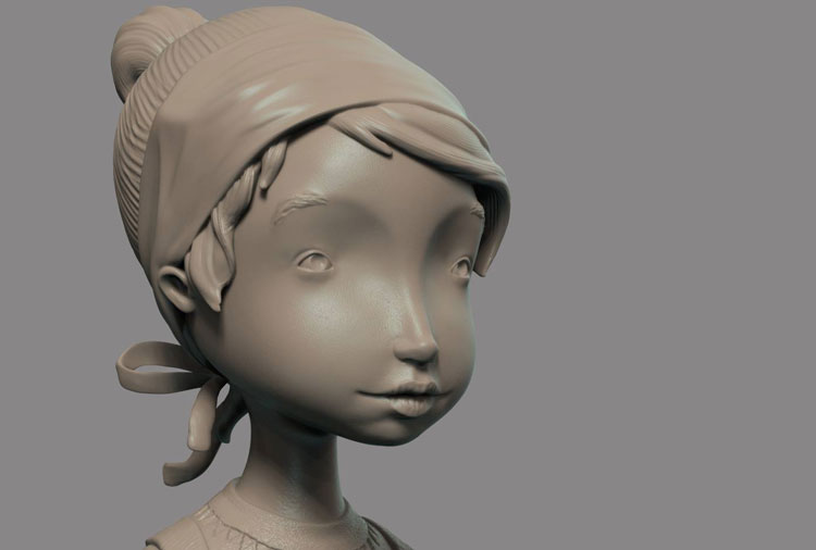 girl little PETITE 3D Modelling texturing t pose  sculpture digital 3D