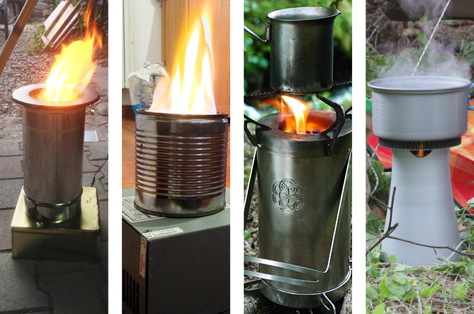 camp stove green biomass wood steel BBQ minimal tech