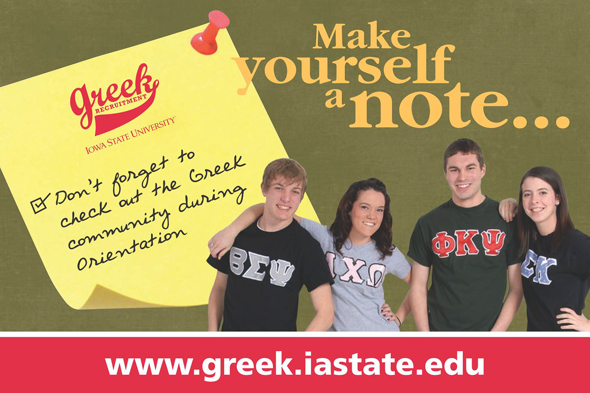 iowa state college Greek community greek re-design postcard annual report magazine University Fraternity sorority