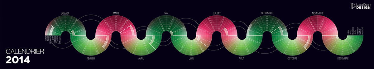calendar 2014 Calendar Visual Calendar circular Circular grid spectrum free downloadable