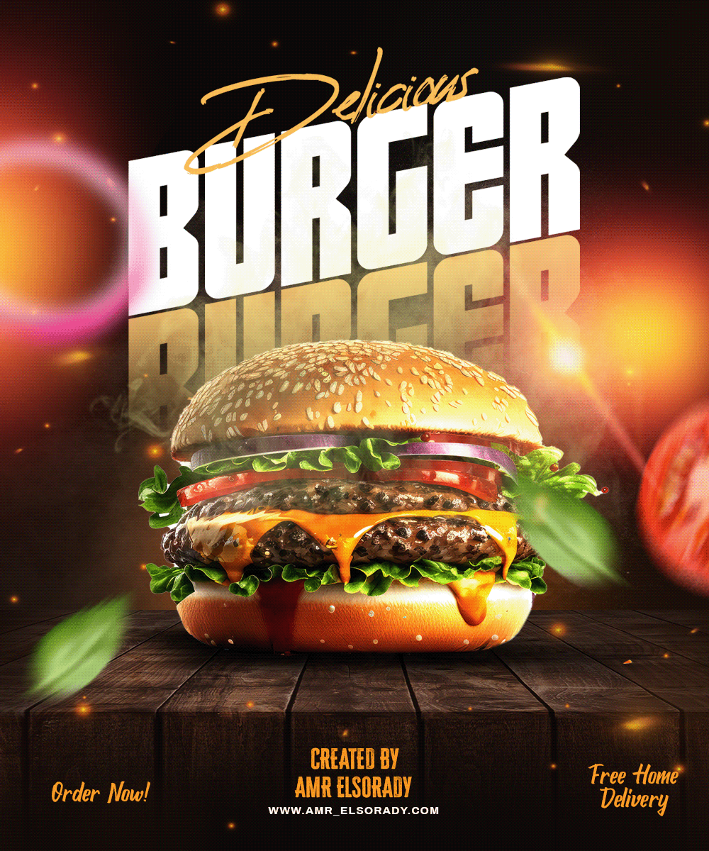 My New Design Poster For A Delicious Burger 🍔😋