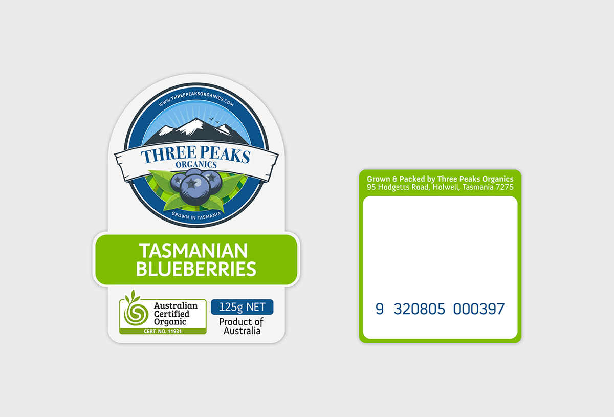 organic blueberries badge logo punnet
