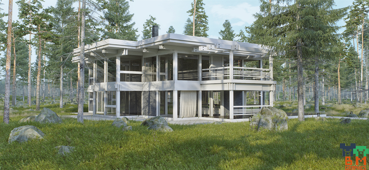 3ds max after effects potoshop visualization Render house building 3D