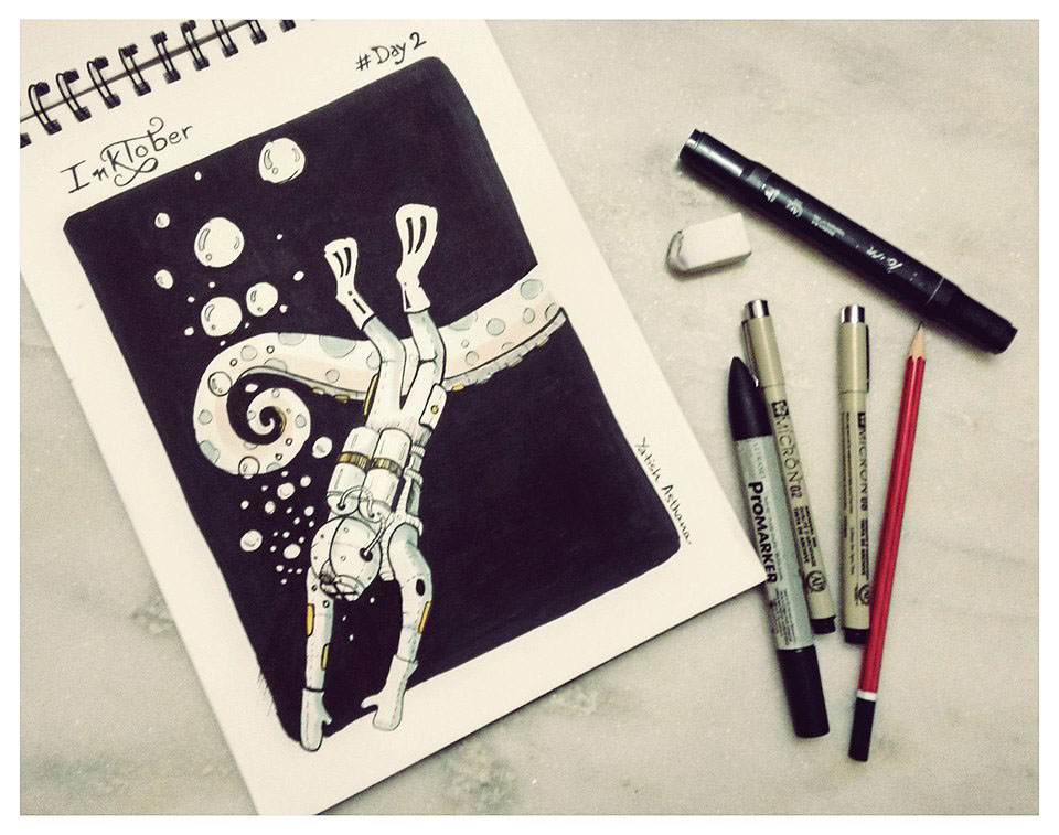 India yatish asthana inktober illustrations sketches sketching october 31 day drawing challenge Jake Parker