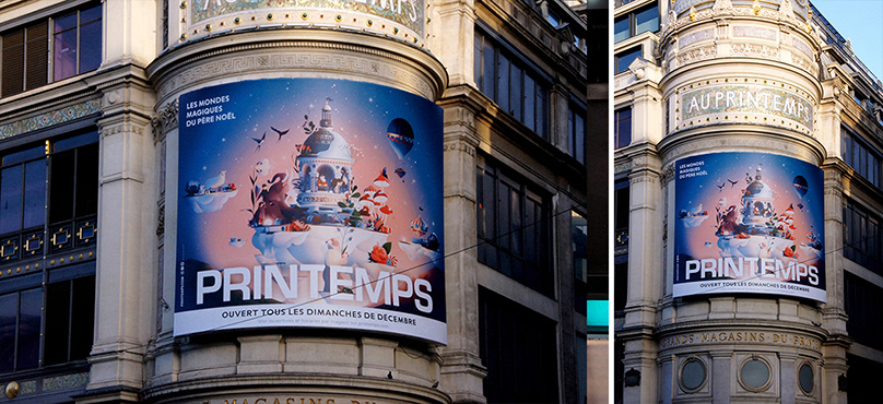 Christmas campaign printemps grands magasins store noel animals architecture