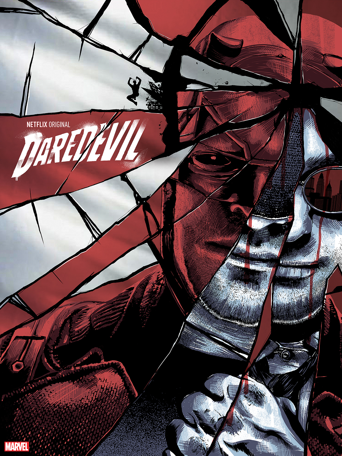 Daredevil comics Netflix television poster Screen-print mirror matt murdock