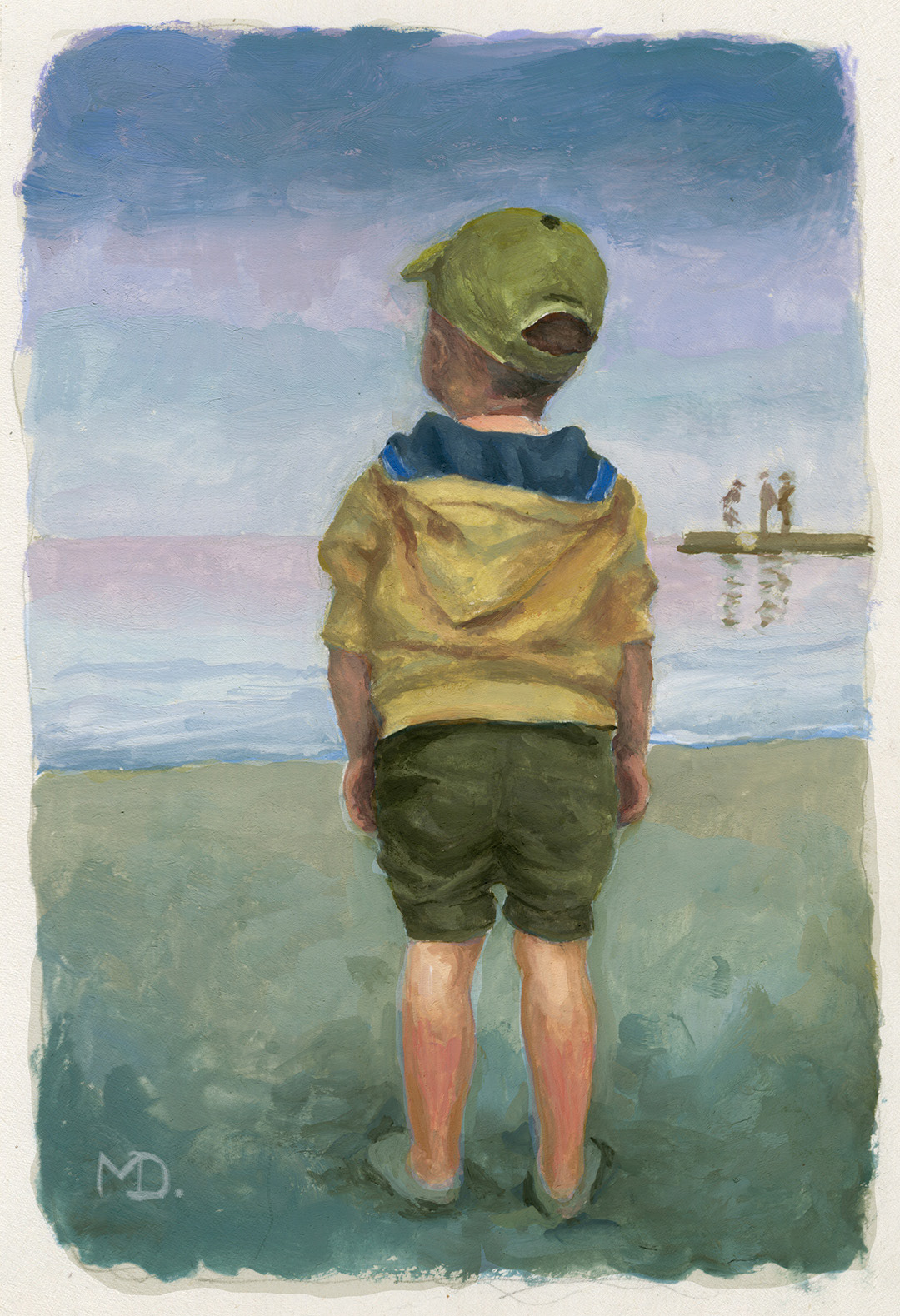 boy portrait children's book gouache mixed techniques Illustrator Artist sea shore life watercolor artwork