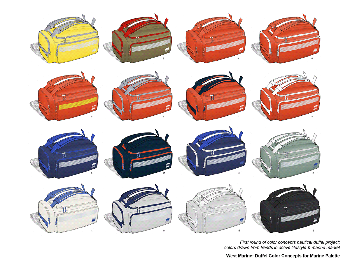 bag design Color Concepts golf bag design industrial design  Luggage and bags product design  soft goods