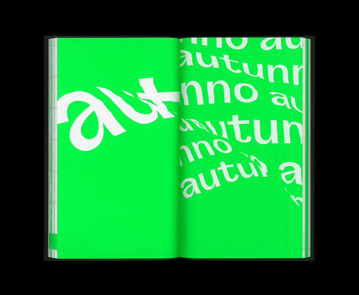 editorial typography   Kinetic Type Diary grid design pantone 2020s fluo season