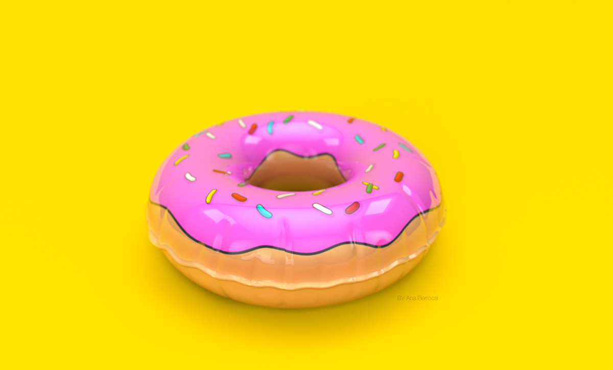 simpsons Dona donut 3D particles c4d inflatable inflable amarillo rosado HOMERO