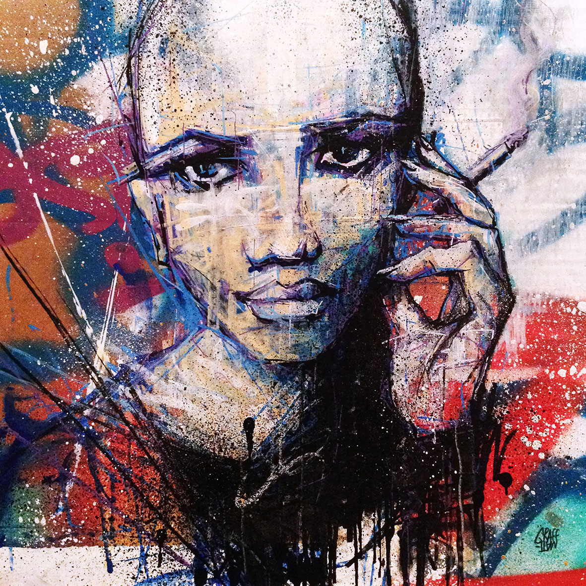 streetart art woman modern portrait Posca colorful graffmatt peps fresh colour elegant fashionart spraypaint painting  