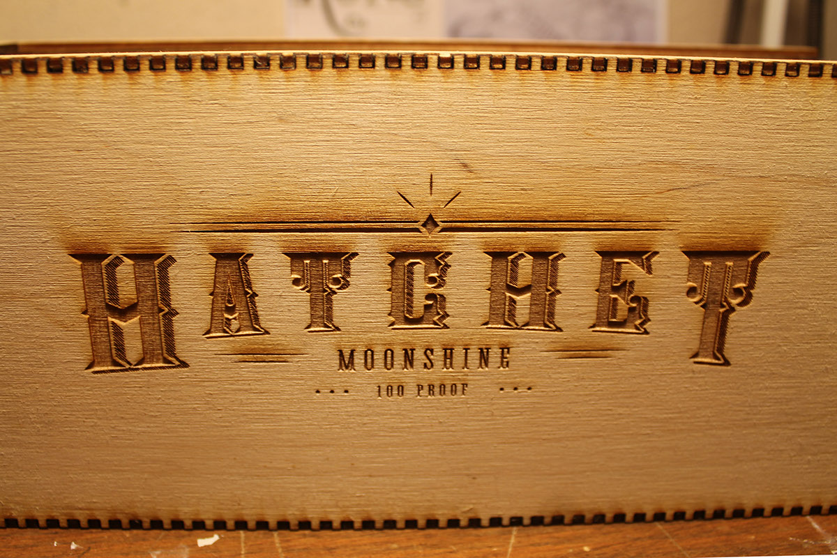 moonshine branding wood laser cut Moonshine
