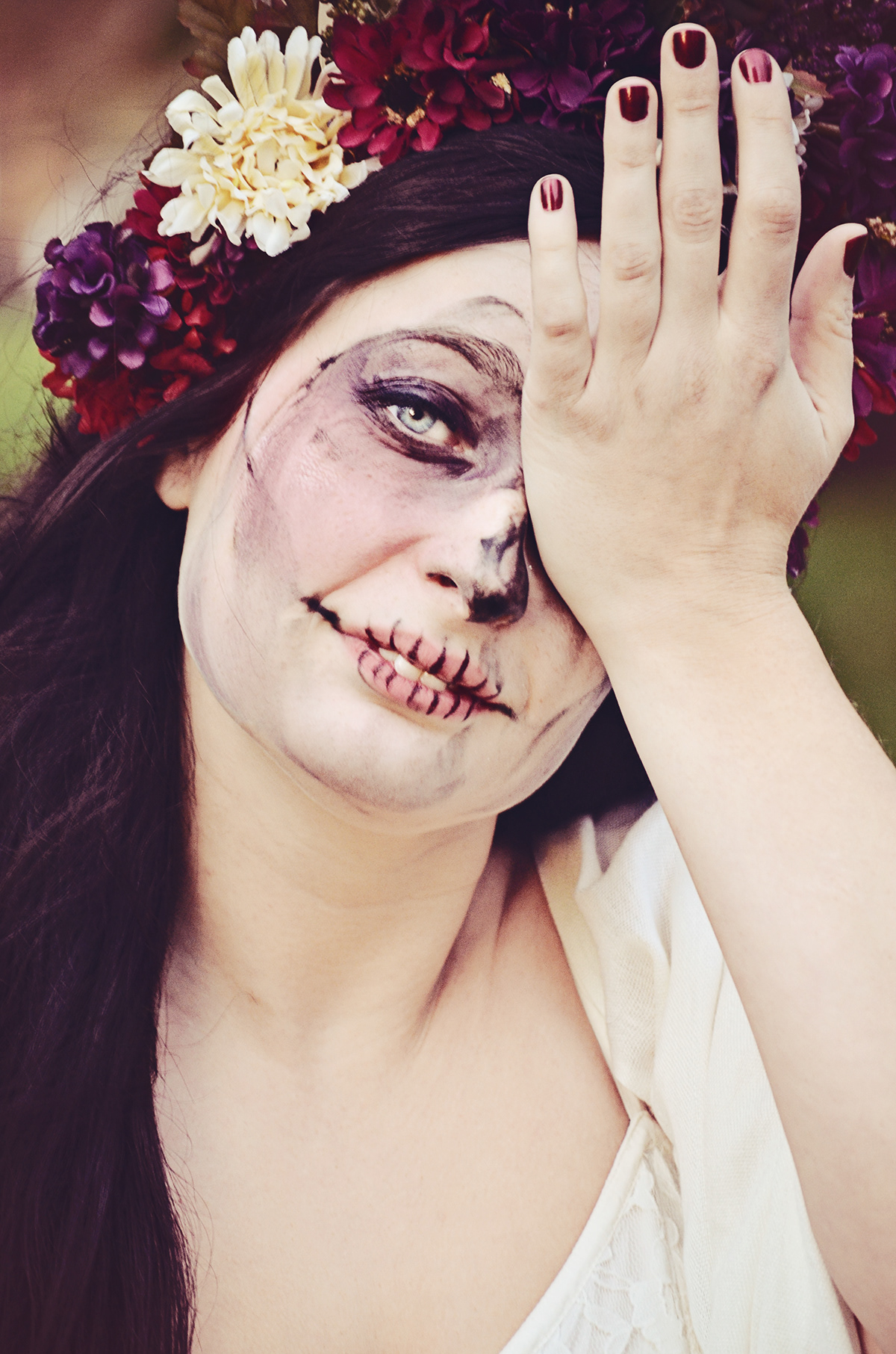 fine art photography sugar skull cemetery makeup Halloween day of the dead