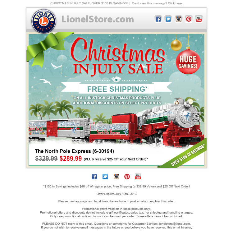 Holiday emails male trains