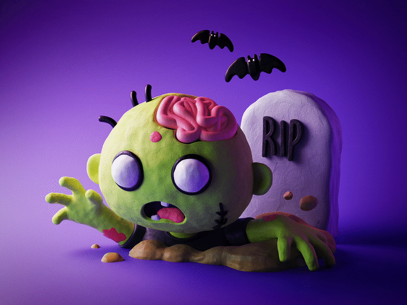 Halloween horror zombie 3D Character creepy lowpoly Scary blender clay