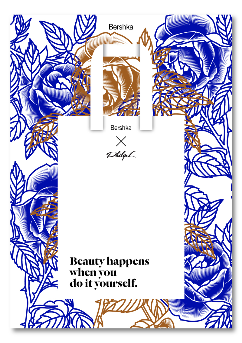 Bershka Communication Design promotional design floral totebag