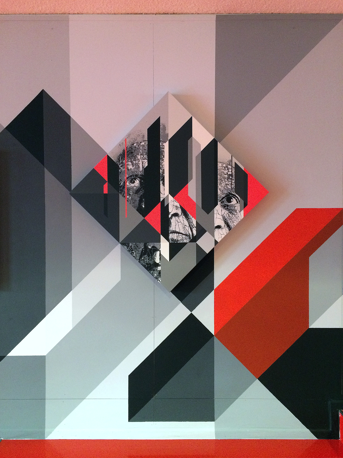 samina wieden w&k Urbanart stencil graphic geometric geometry portrait ehxibition canvas wall spray