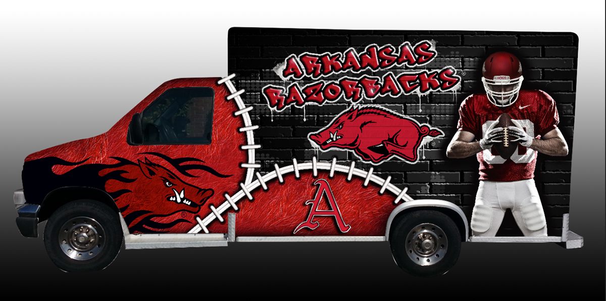 arkansas razorbacks Vehicle Wrap ambulance pig Woo Pig Sooie Arkansas HOGS