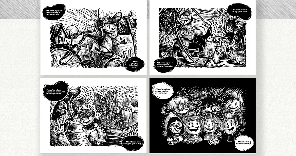Adobe Portfolio black and white book design children's book draw ILLUSTRATION  kids book
