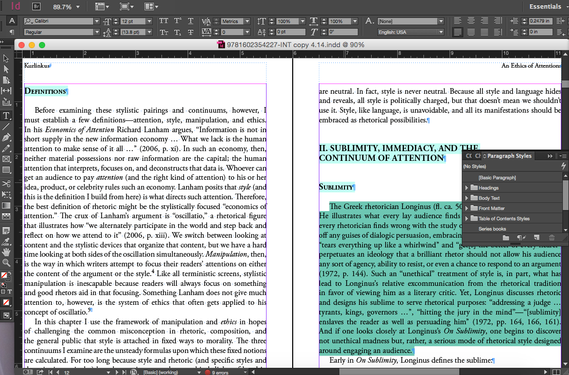 Adobe InDesign epub ebook iBooks Centrality of Style