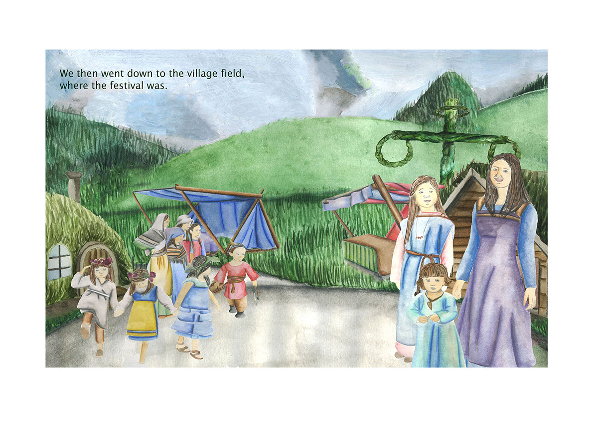 children book illustration Nordic Culture  midsummer festival