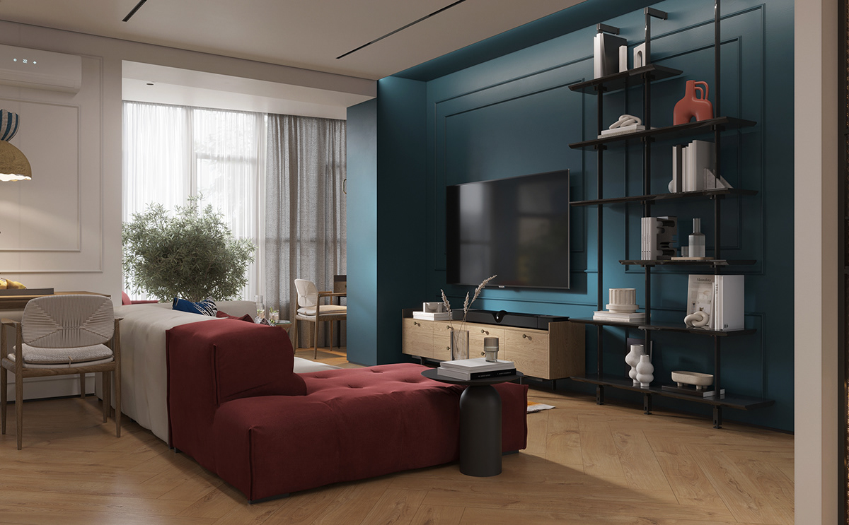 eclectic interior design  Render visualization apartment Interior archviz architecture Modern Design komod