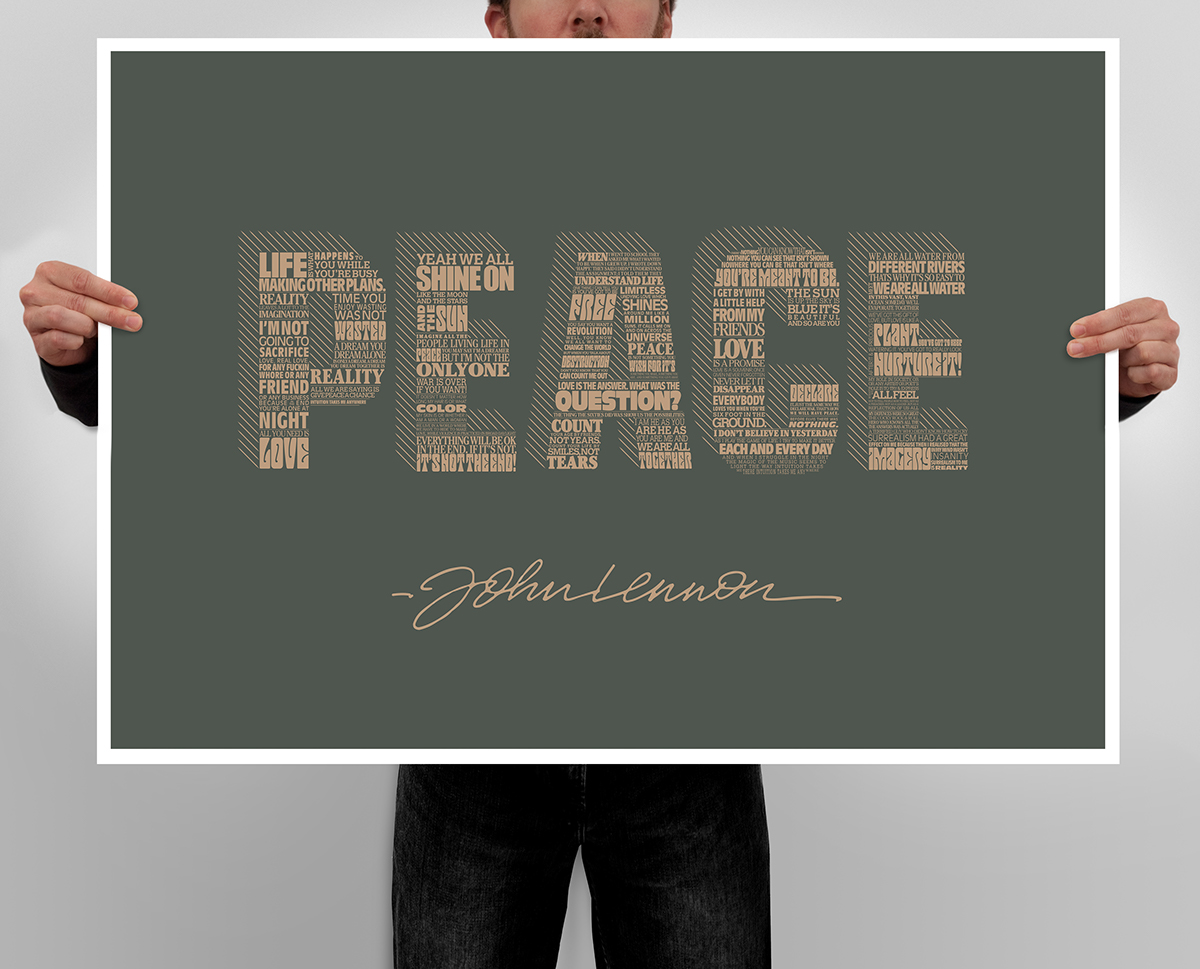 John Lennon peace Quotes poster posterdesign Visual Communication geometry Form structure Love Mural sixties the beatles 3D type